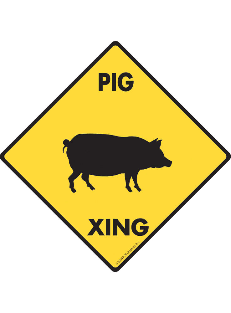 Pig Crossing Aluminum Sign or Vinyl Sticker - Weatherproof Novelty