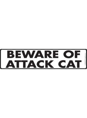 Beware of Attack Cat Sign or Sticker (12" x 3")