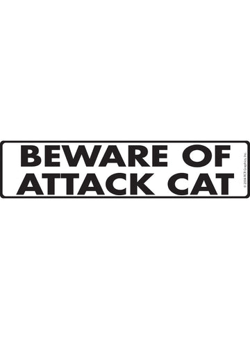 Beware Of Attack Cat Aluminum Sign or Vinyl Sticker - 12x3 Inch, Weatherproof Yard