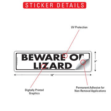 Beware Of Lizard Aluminum Sign or Vinyl Sticker - 12x3 Inch, Weatherproof Novelty - 0