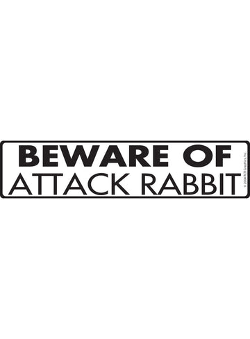 Beware Of Attack Rabbit Aluminum Sign or Vinyl Sticker - 12x3 Inch, Weatherproof Novelty
