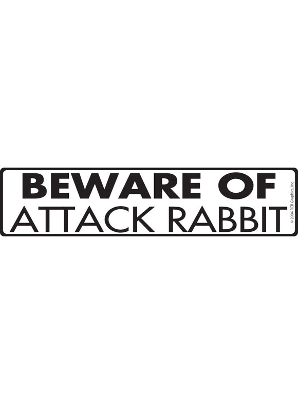 Beware of Attack Rabbit Sign or Sticker (12" x 3")