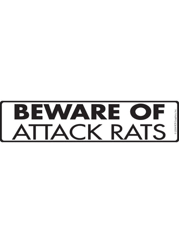Beware Of Attack Rats Aluminum Sign or Vinyl Sticker - 12x3 Inch, Weatherproof Novelty
