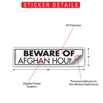Afghan Hound - Beware of Dog Aluminum Sign or Vinyl Sticker - 12x3 Inch, Weatherproof Novelty - 0