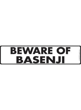 Beware of Basenji Sign or Sticker (12" x 3")