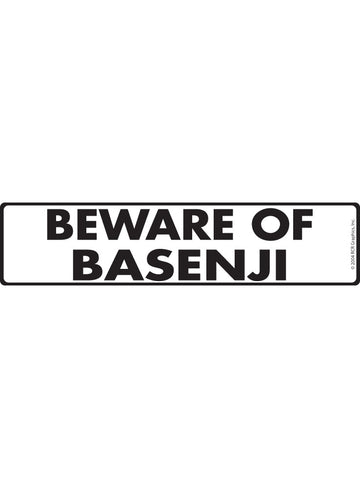 Beware of Basenji Sign or Sticker (12" x 3")
