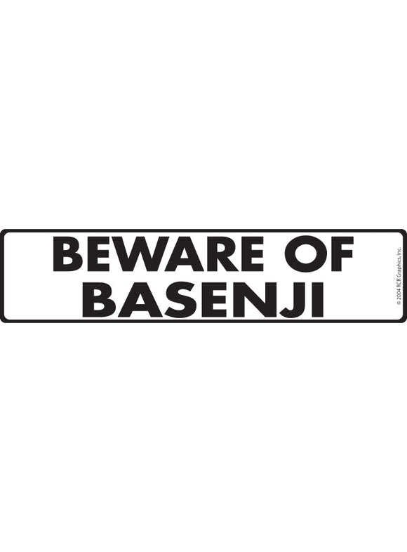 Beware of Basenji Sign or Sticker (12" x 3")