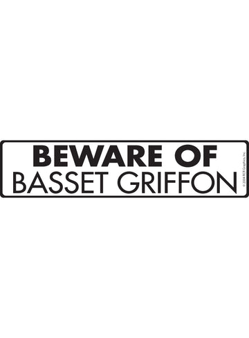Beware of Basset Griffon Sign or Sticker (12" x 3")