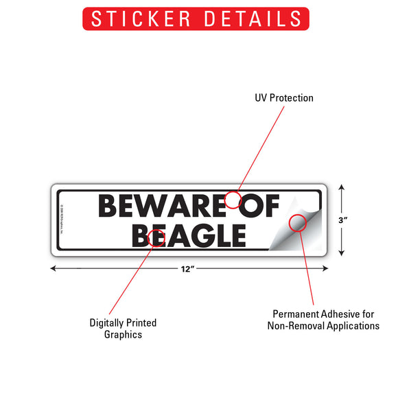 Beware Of Beagle Sign or Sticker (12" x 3")