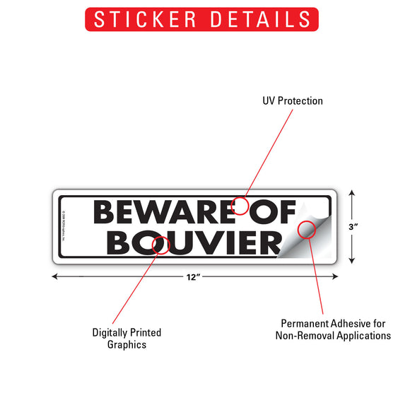 Beware Of Bouvier Des Flandres Sign or Sticker (12" x 3")