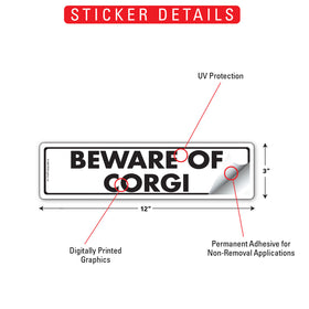 Beware Of Corgi Sign or Sticker (12" x 3") - 0