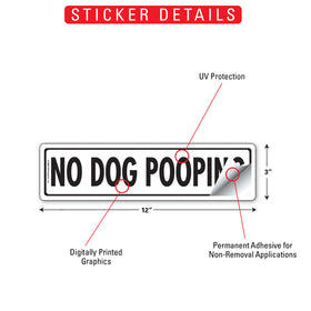 No Dog Pooping Sign or Sticker (12" x 3") - 0