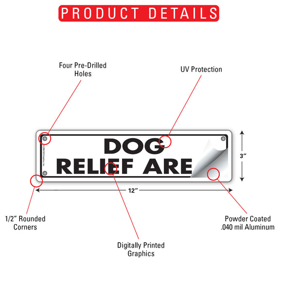 Dog Relief Area Sign or Sticker (12" x 3")