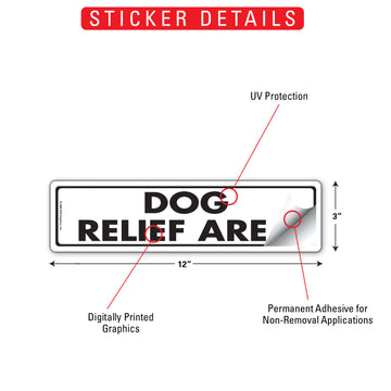 Dog Relief Area Aluminum Sign or Vinyl Sticker - 12x3 Inch, Weatherproof Yard - 0