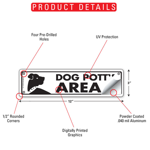 Dog Potty Area Sign or Sticker (12" x 3")