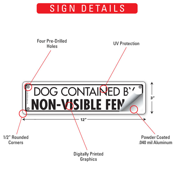 Caution! Dog Contained Non-Visible Fence Sign or Sticker