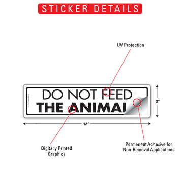 Do Not Feed the Animals Aluminum Sign or Vinyl Sticker – 12x3 Inch, Weatherproof Yard - 0