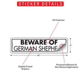 Beware Of German Shepherd Sign or Sticker (12" x 3") - 0