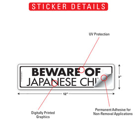 Beware Of Japanese Chin Sign or Sticker (12" x 3") - 0