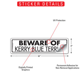 Beware Of Kerry Blue Terrier Sign or Sticker (12" x 3") - 0
