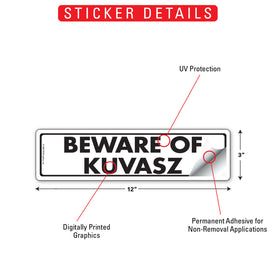 Beware Of Kuvasz Sign or Sticker (12" x 3") - 0