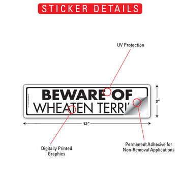 Wheaten Terrier - Beware of Dog Aluminum Sign or Vinyl Sticker - 12x3 Inch, Weatherproof Novelty - 0
