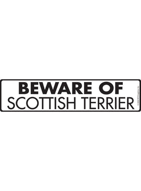 Beware of Scottish Terrier Sign or Sticker (12" x 3")