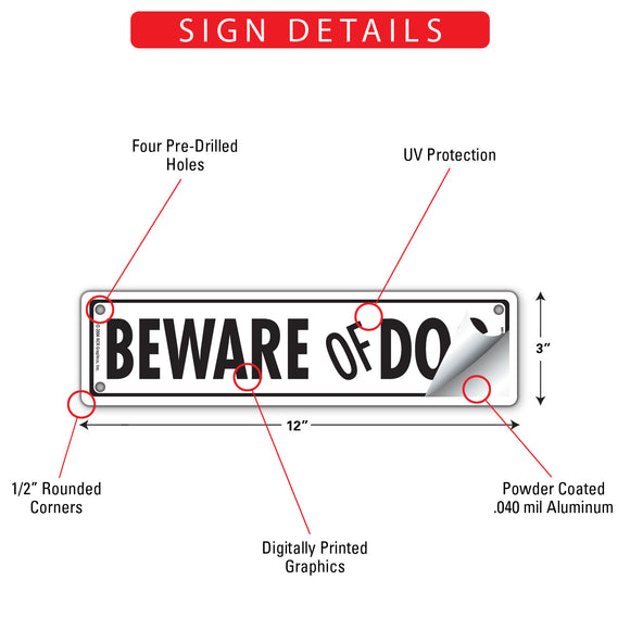 Beware Of Dog Sign or Sticker (12" x 3")