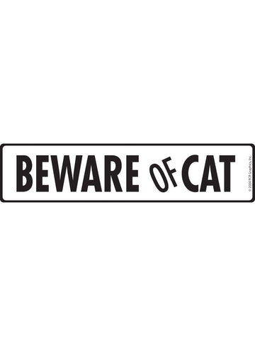 Beware Of Cat Aluminum Sign or Vinyl Sticker - 12x3 Inch, Weatherproof Yard