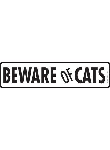 Beware Of Cats Aluminum Sign or Vinyl Sticker - 12x3 Inch, Weatherproof Yard