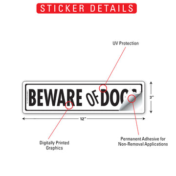 Beware of Dogs Aluminum Sign or Vinyl Sticker - 12x3 Inch, Weatherproof Yard - 0