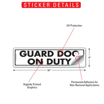 Guard Dog On Duty Aluminum Sign or Vinyl Sticker - 12x3 Inch, Weatherproof Yard - 0