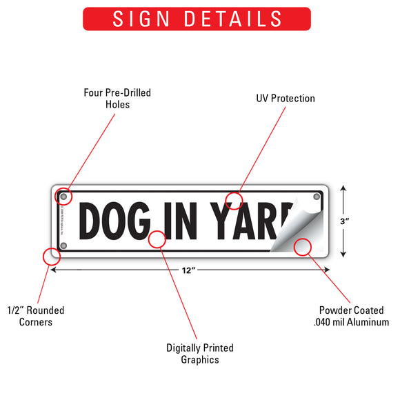 Caution! Dog In Yard Sign or Sticker (12" x 3")