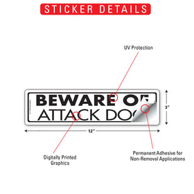 Beware of Attack Dog Sign or Sticker (12" x 3") - 0