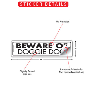 Beware Of Doggie Doo Aluminum Sign or Vinyl Sticker - 12x3 Inch, Weatherproof Yard - 0
