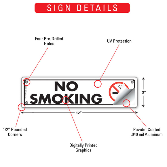 No Smoking Sign or Sticker (12" x 3")