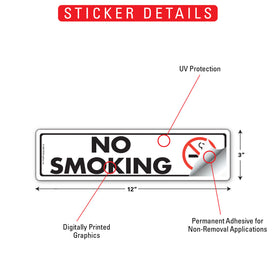 No Smoking Sign or Sticker (12" x 3") - 0
