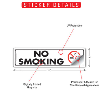No Smoking Sign or Sticker (12" x 3") - 0