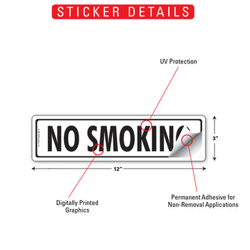 No Smoking Sign or Sticker (12" x 3") - 0