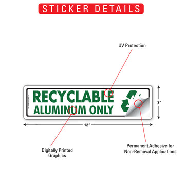 Recyclable - Aluminum Only Signs or Sticker (12" x 3") - 0