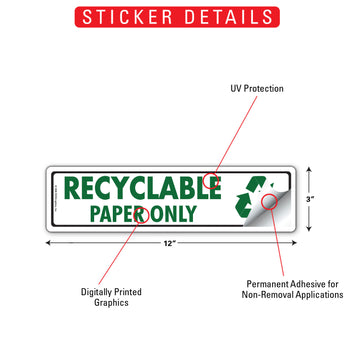 Recyclable - Paper Only Signs or Sticker (12" x 3") - 0