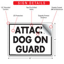 Attack Dog On Guard Sign (12" x 9")-2