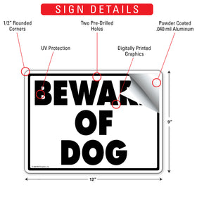 Beware of Dog Sign (12" x 9") - 0
