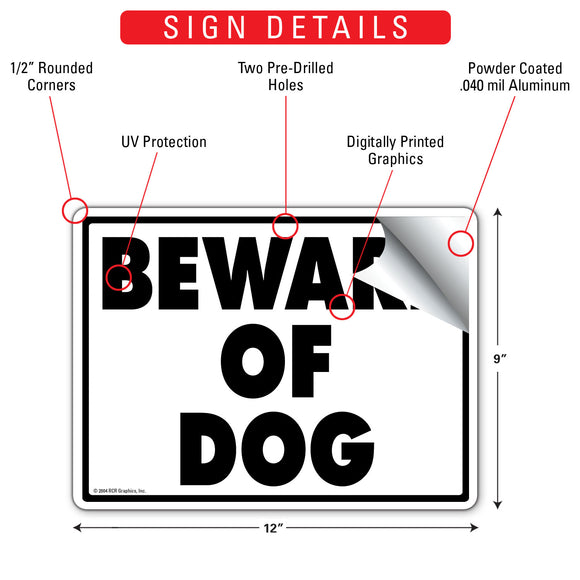 Beware Of Dog Sign (12" x 9")