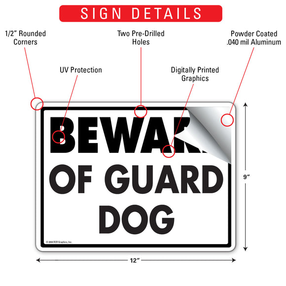 Beware Of Guard Dog Sign (12" x 9")