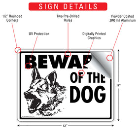 Beware Of The Dog - German Shepherd Sign (12" x 9") - 0