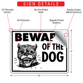 Beware Of The Dog - Pit Bull Sign (12" x 9") - 0