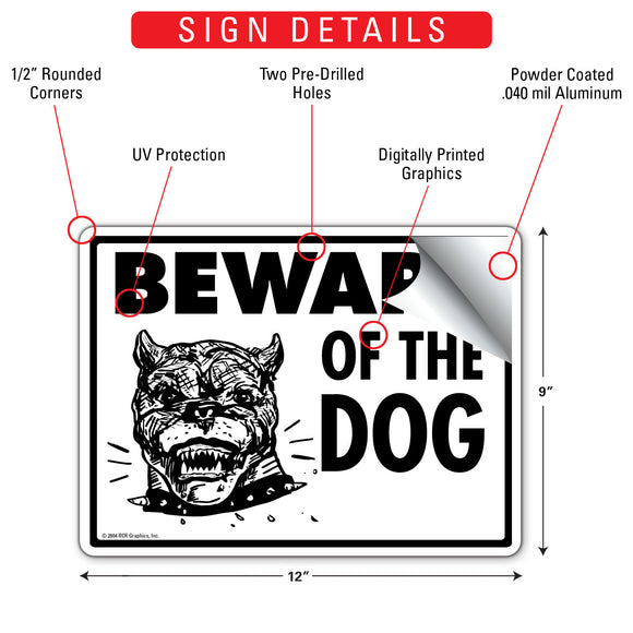 Beware Of The Dog - Pit Bull Sign (12" x 9")