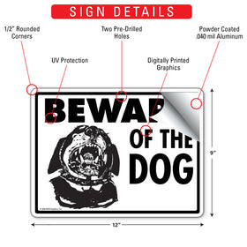 Beware Of The Dog - Rottweiler Sign (12" x 9") - 0