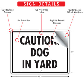 Caution! Dog in Yard Sign (12" x 9") - 0